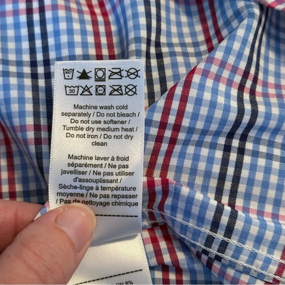UNTUCKit Scansano Performance Blue Pink Plaid Button Down Shirt Men Sz XXL Tall - Picture 6 of 10
